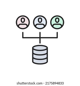 User access to the database icon. High quality coloured vector illustration.