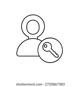 User Access Icon with Key Symbol in Minimalist Line Art Style