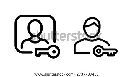 User Access Icon Set – Account Login and Security Key Vector Illustration. Authentication and User Profile Icons.
