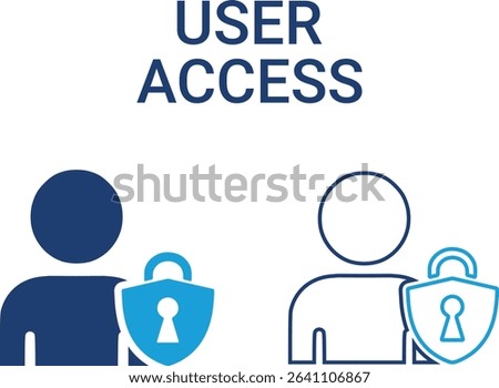 User access icons, Line art icons design containing cloud computing, IT manager, big data, data analytics, internet, network security, and more. Solid vector icons collection