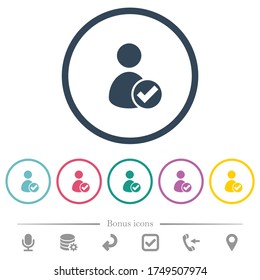 User account accepted flat color icons in round outlines. 6 bonus icons included.