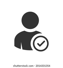User account accepted symbol with tick, approved or applied person sign, validation verified pictogram, authorized member isolated
