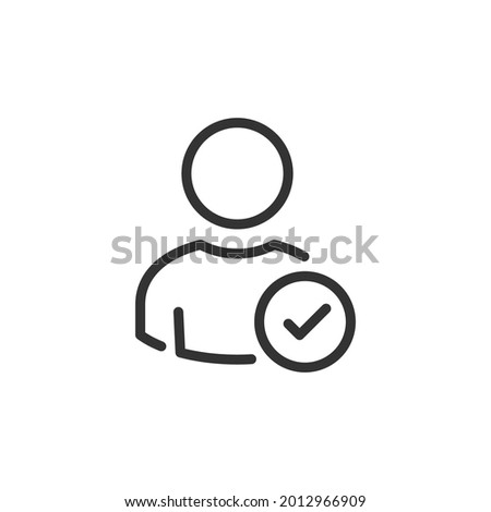 User account accepted symbol with tick, approved or applied person sign, validation verified pictogram, authorized member isolated