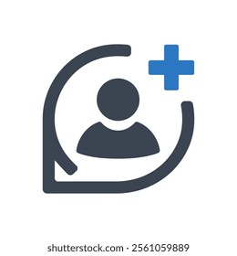 User Account Addition Icon On White Background