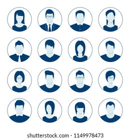 User account avatar. User portrait  icon set. Businessman portrait silhouette. Default Avatar Profile Icon Set. Man and Woman User Image. Vector illustration