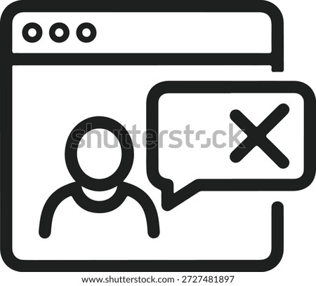 User account blocked or access denied in browser window line icon