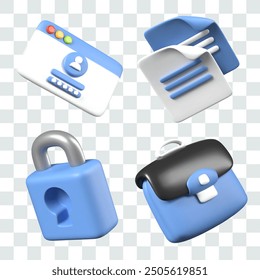 Tarjeta de Cuenta del usuario, maletín, documentos, cerradura. Verificación virtual