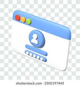 User account card with password field. Account login page, mail