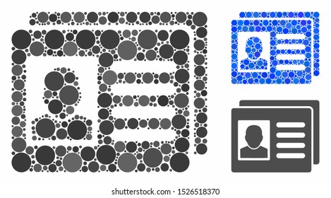 User account cards composition for user account cards icon of circle elements in variable sizes and color tints. Vector round elements are grouped into blue composition.