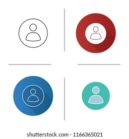 User account circle icon. User profile picture. Userpic. Flat design, linear and color styles. Isolated vector illustrations