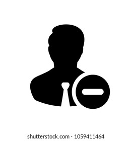User account delete. Remove man profile, avatar icon. Vector line