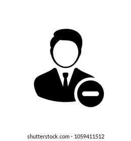 User account delete. Remove man profile, avatar icon. Vector line