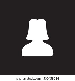 User account female icon vector, filled flat sign, solid pictogram isolated on black. Symbol, logo illustration