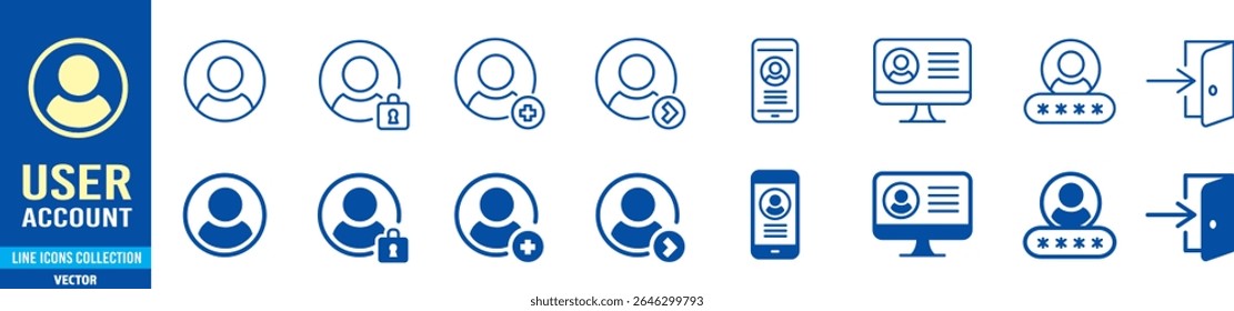 User account icon set. Avatar icons collection. Editable vector icon illustration.