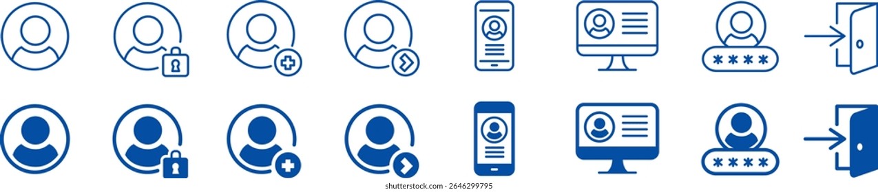 User account icon set. Avatar icons collection. Editable vector icon illustration.