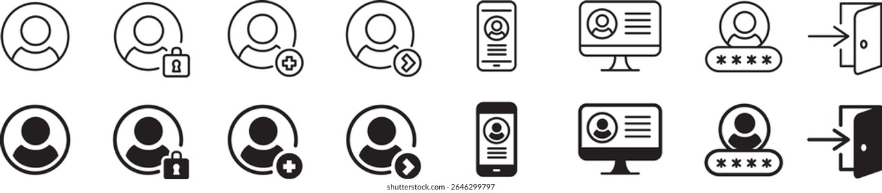 User account icon set. Avatar icons collection. Editable vector icon illustration.