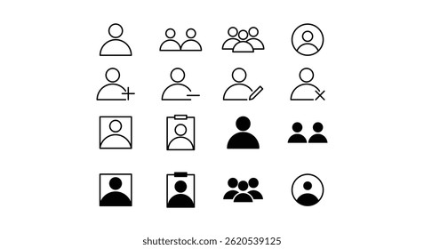 user account icon set collection vector design concept line style