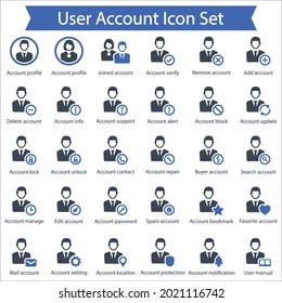 User Account Icon Set, Glyph Icon Set