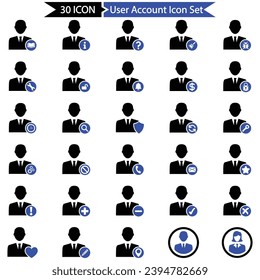 Juego de iconos de cuenta de usuario, gráficos vectores