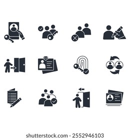 User account icon set.vector.Editable stroke.linear style sign for use web design,logo.Symbol illustration.