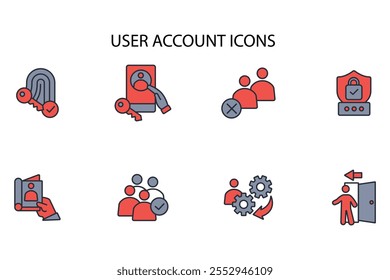 User account icon set.vector.Editable stroke.linear style sign for use web design,logo.Symbol illustration.