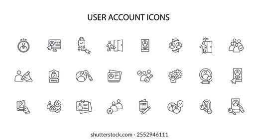 Conjunto de iconos de Cuenta de usuario. Vector. Trazo editable. Signo de estilo lineal para uso Diseño web, logotipo. Ilustración de símbolo.