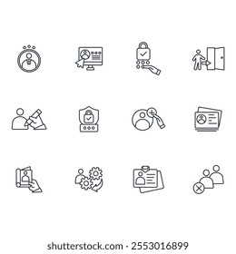 User account icon set.vector.Editable stroke.linear style sign for use web design,logo.Symbol illustration.