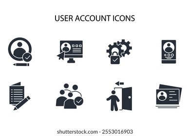 User account icon set.vector.Editable stroke.linear style sign for use web design,logo.Symbol illustration.