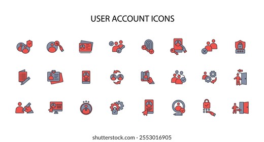 User account icon set.vector.Editable stroke.linear style sign for use web design,logo.Symbol illustration.