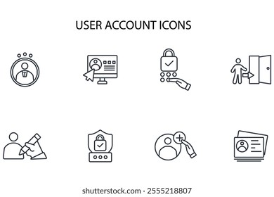 User account icon set.vector.Editable stroke.linear style sign for use web design,logo.Symbol illustration.