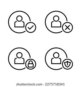 User account icons set. Simple design. Line vector. Isolate on white background.