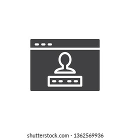 User account login vector icon. filled flat sign for mobile concept and web design. Website user password glyph icon. Symbol, logo illustration. Pixel perfect vector graphics