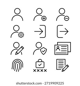 User and account outline icon set for web and app interface