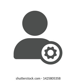 user account profile settings ui web button with gear wheel isolated on white background. ui elements. social media user vector icon for web, mobile and ui design