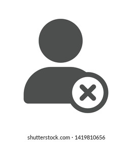 perfil de cuenta de usuario ui botón web con el signo cruzado de cancelación aislado en fondo blanco. ui elementos. icono vectorial de usuario de medios sociales para diseño web, móvil y ui