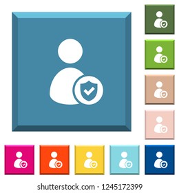 User account protected white icons on edged square buttons in various trendy colors