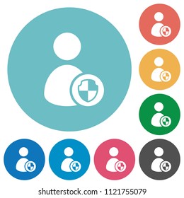 User account protection flat white icons on round color backgrounds