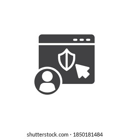 User account protection vector icon. filled flat sign for mobile concept and web design. Personal website security glyph icon. Symbol, logo illustration. Vector graphics