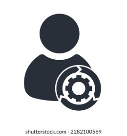 User account settings symbol. Vector linear icon isolated on white background.