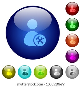 User account tools icons on round color glass buttons