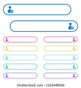 User account tools icons in rounded color menu buttons. Left and right side icon variations.