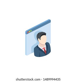 User account. Vector 3d isometric, color web icons set, new flat style. Creative illustration design, idea for infographics.