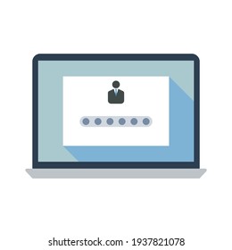 User account vector. Password protection concept. Laptop screen. Flat illustration on white background.