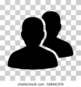 User Accounts icon. Vector illustration style is flat iconic symbol, black color, transparent background. Designed for web and software interfaces.