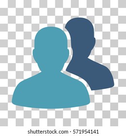 User Accounts icon. Vector illustration style is flat iconic bicolor symbol, cyan and blue colors, transparent background. Designed for web and software interfaces.