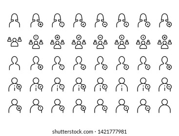 User Accounts Line Icon Set