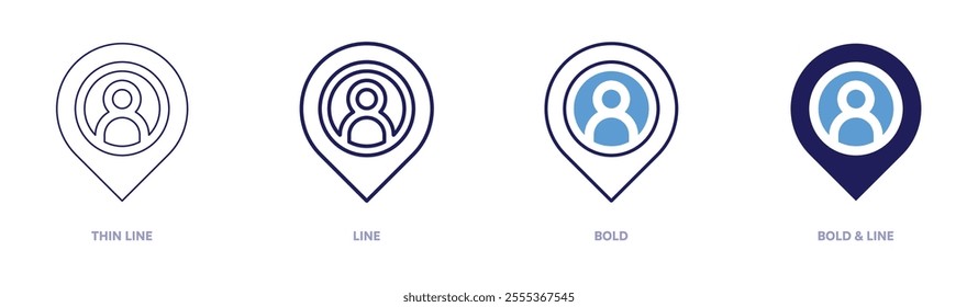 User acquisition icon in 4 different styles. Thin Line, Line, Bold, and Bold Line. Duotone style. Editable stroke.