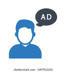 user ad glyph colour vector icon
