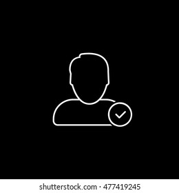User Add Done Line Icon On Black Background