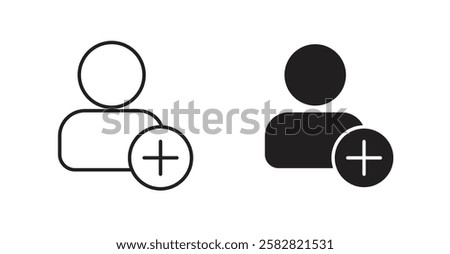 User add filled and outlined icons vectors on white background